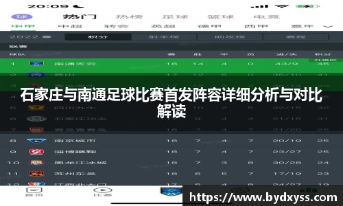 石家庄与南通足球比赛首发阵容详细分析与对比解读